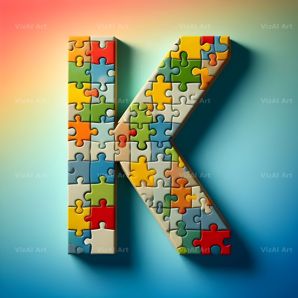 Jigsaw Puzzle Piece alphabet letter K