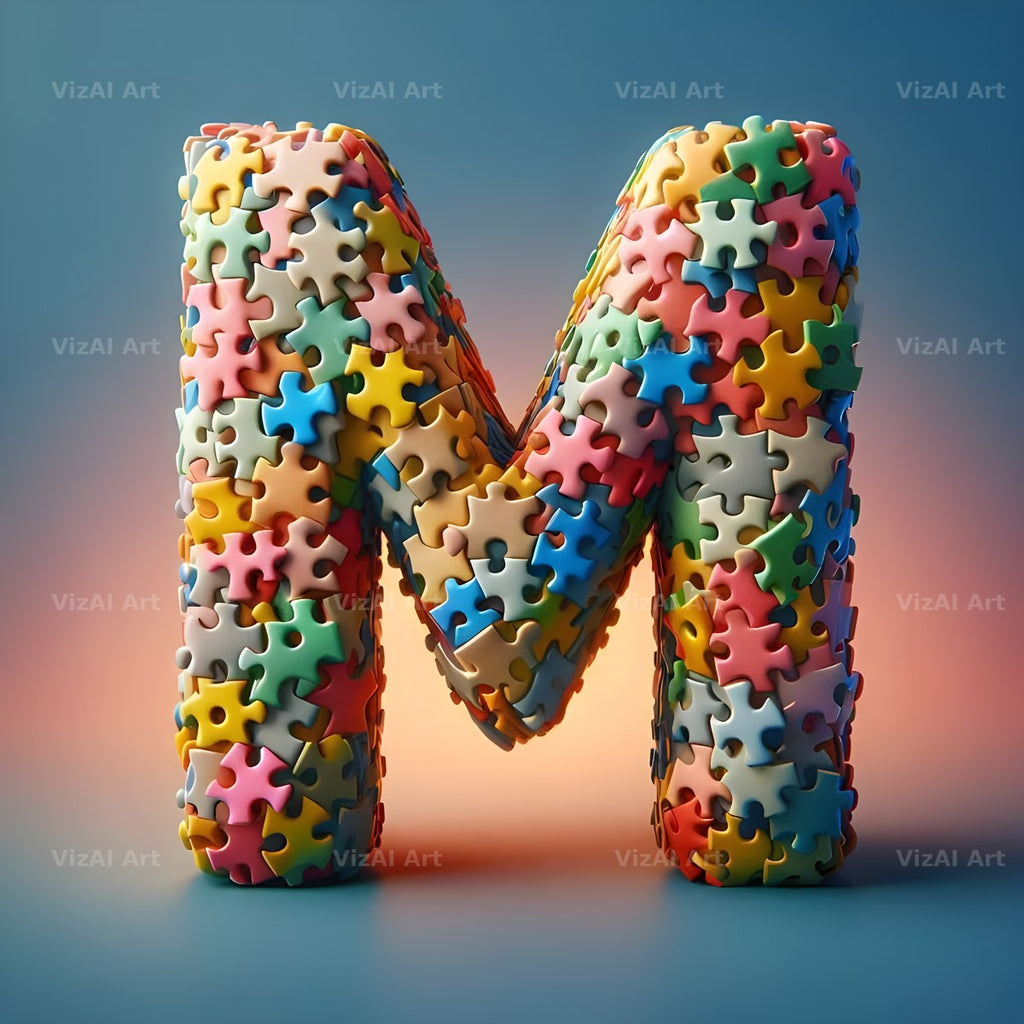 Jigsaw Puzzle Piece alphabet letter M