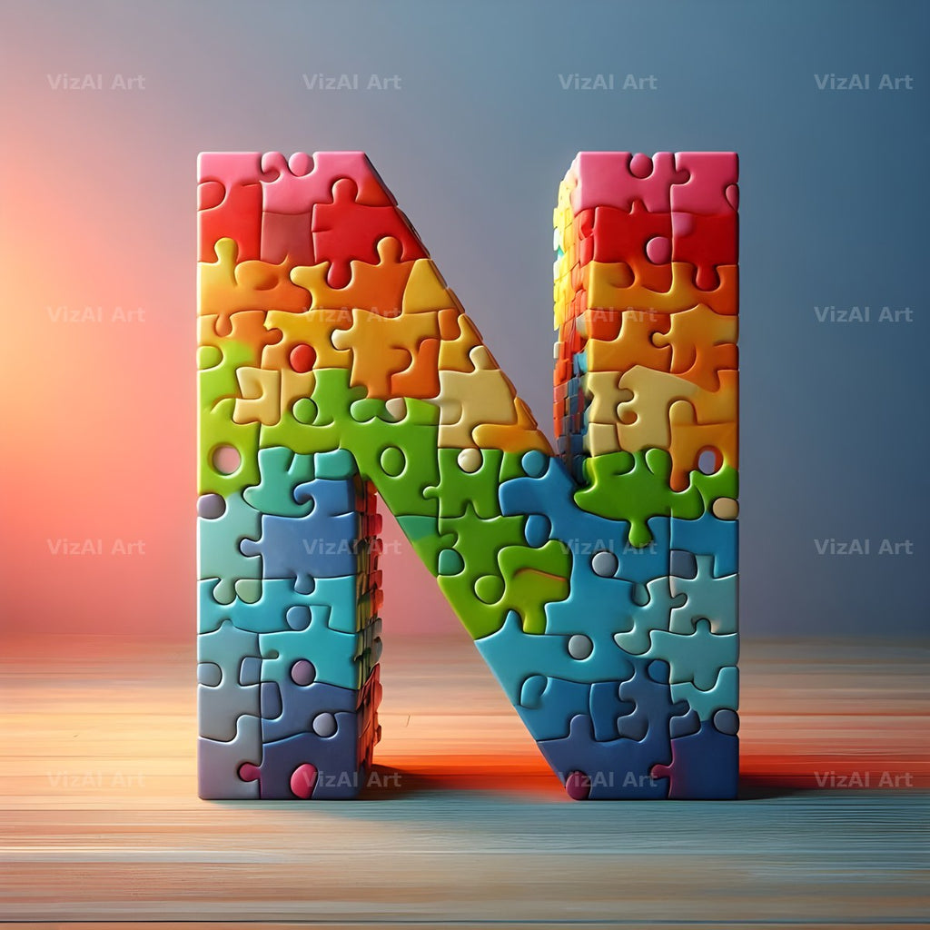 Jigsaw Puzzle Piece alphabet letter N