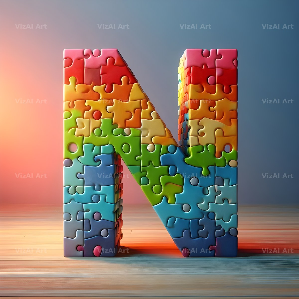 Jigsaw Puzzle Piece alphabet letter N