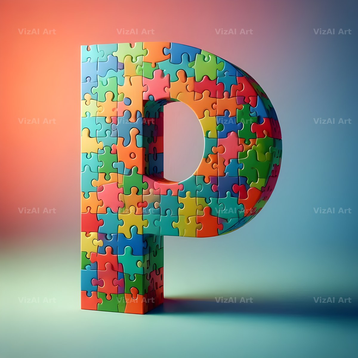 Jigsaw Puzzle Piece alphabet letter P