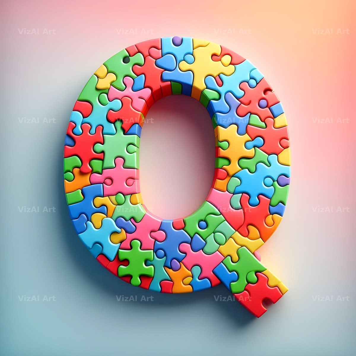 Jigsaw Puzzle Piece alphabet letter Q