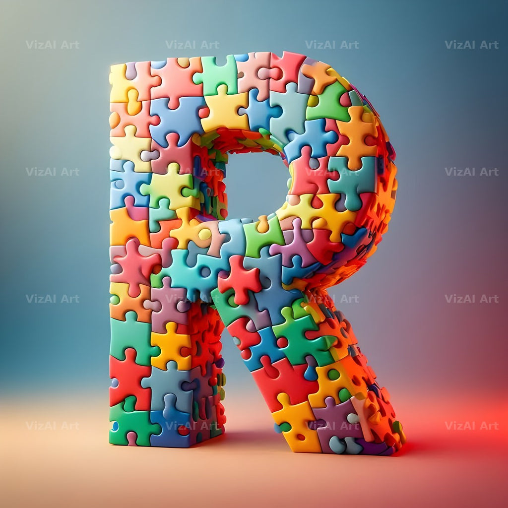 Jigsaw Puzzle Piece alphabet letter R