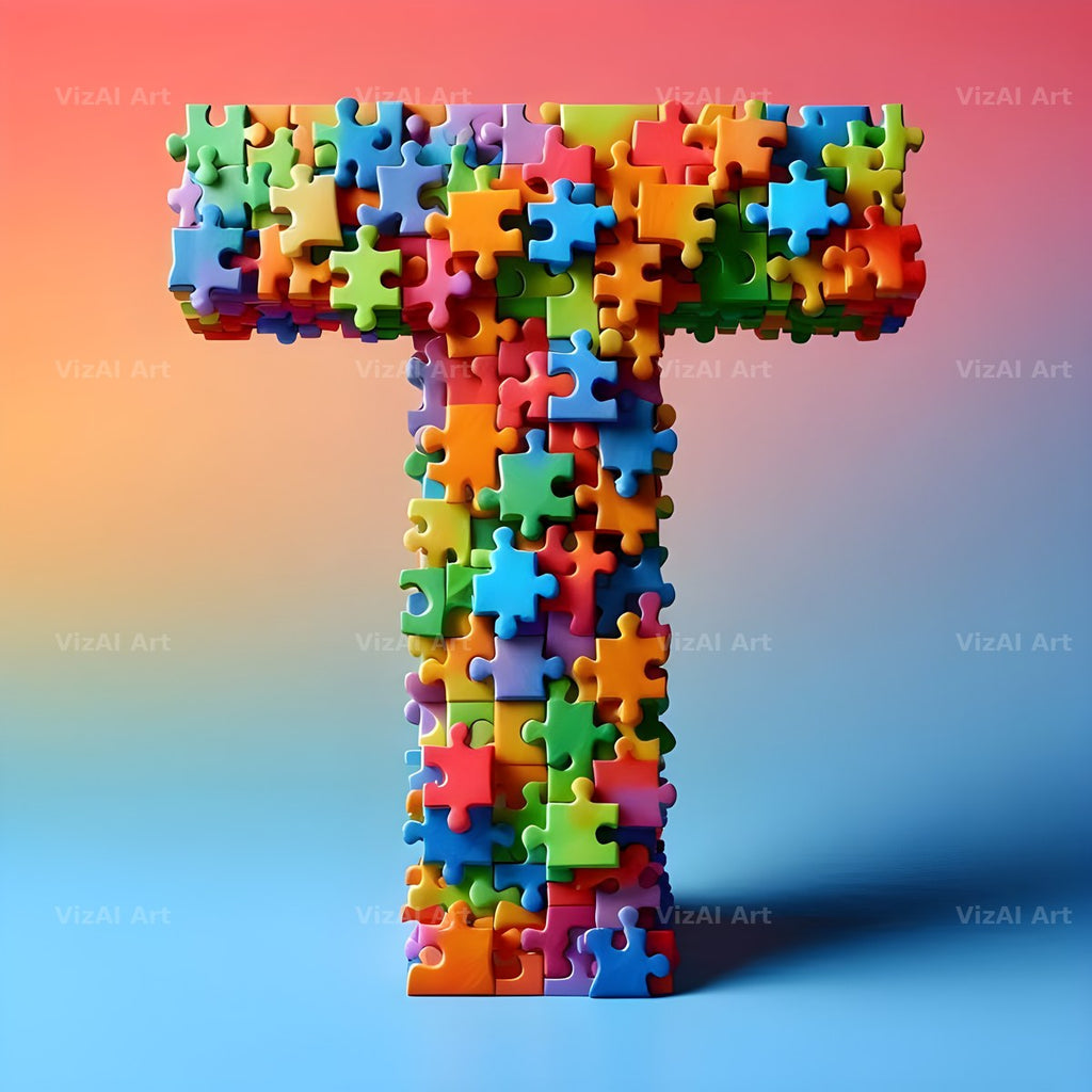 Jigsaw Puzzle Piece alphabet letter T