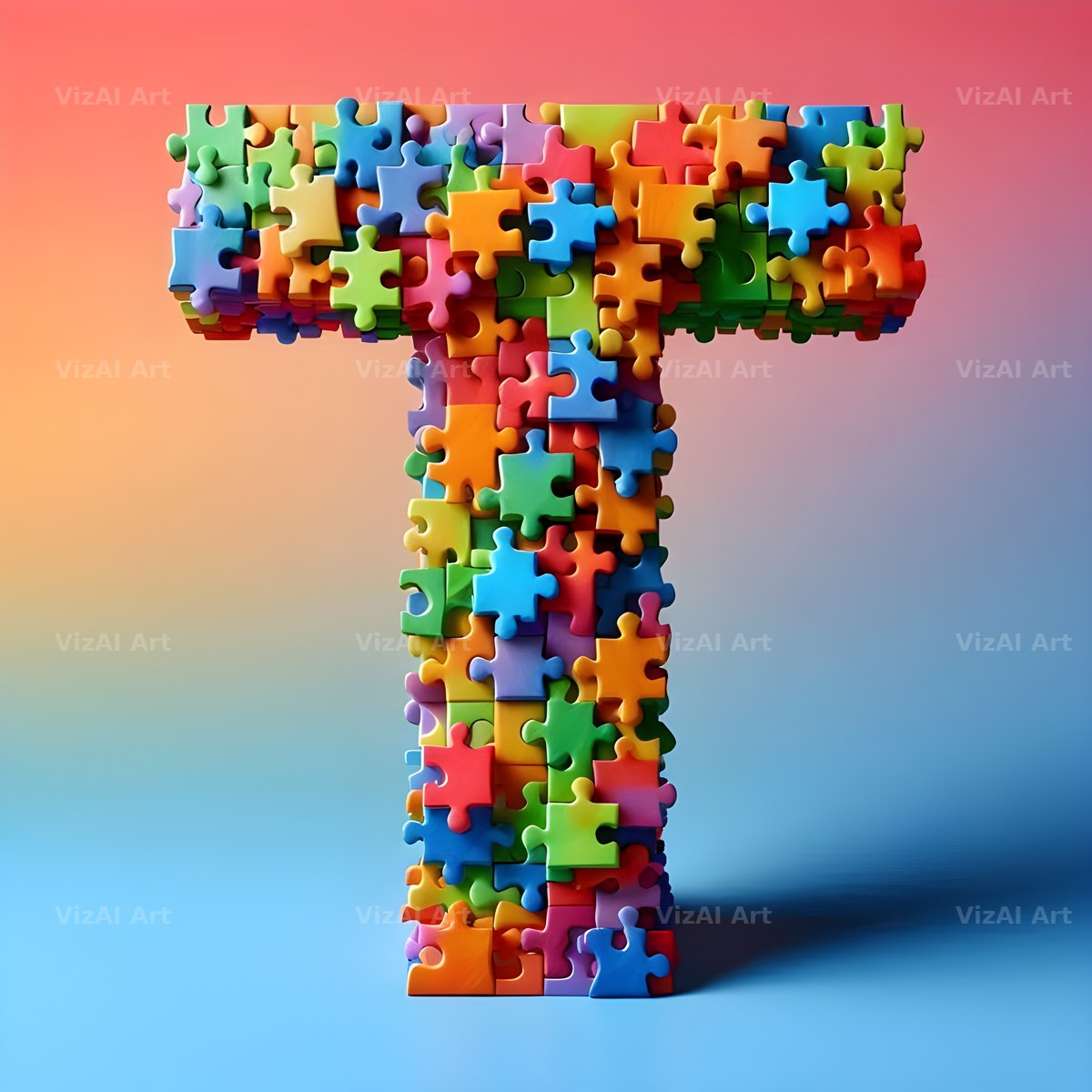 Jigsaw Puzzle Piece alphabet letter T