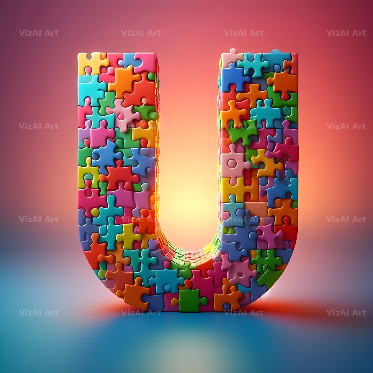 Jigsaw Puzzle Piece alphabet letter U