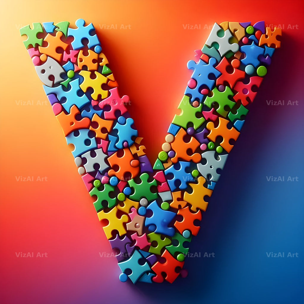 Jigsaw Puzzle Piece alphabet letter V