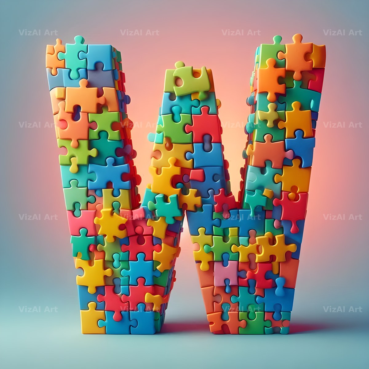 Jigsaw Puzzle Piece alphabet letter W