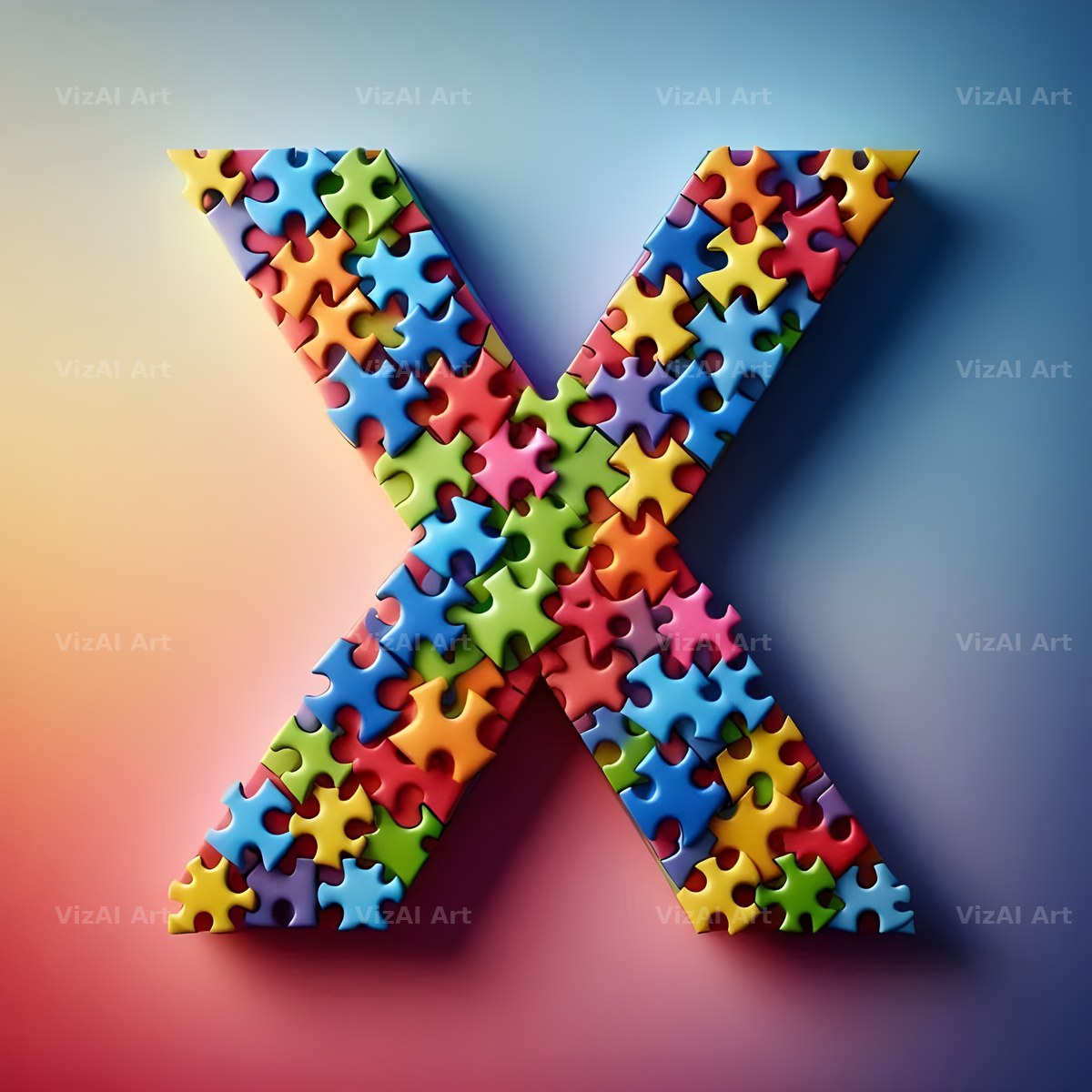 Jigsaw Puzzle Piece alphabet letter X