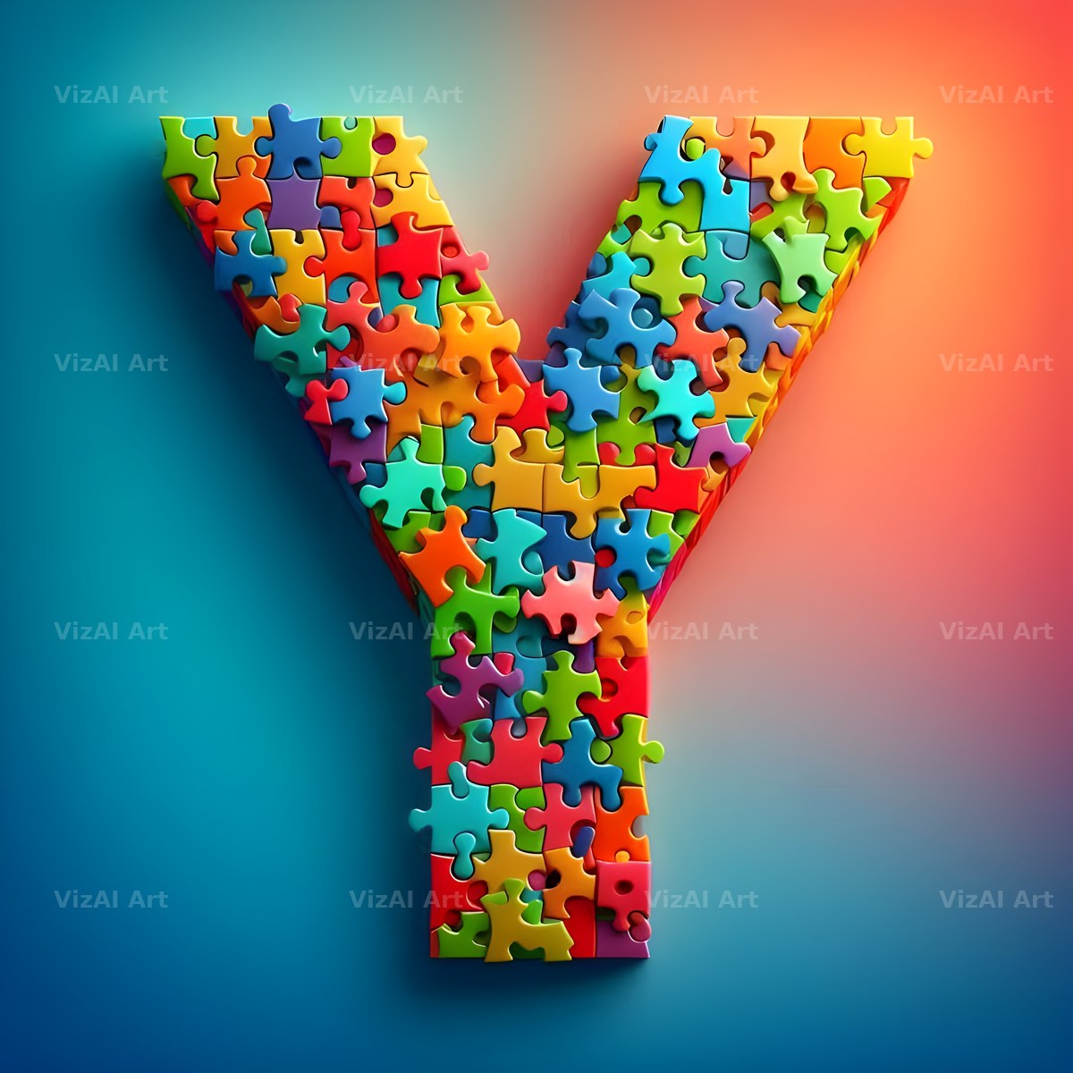 Jigsaw Puzzle Piece alphabet letter Y