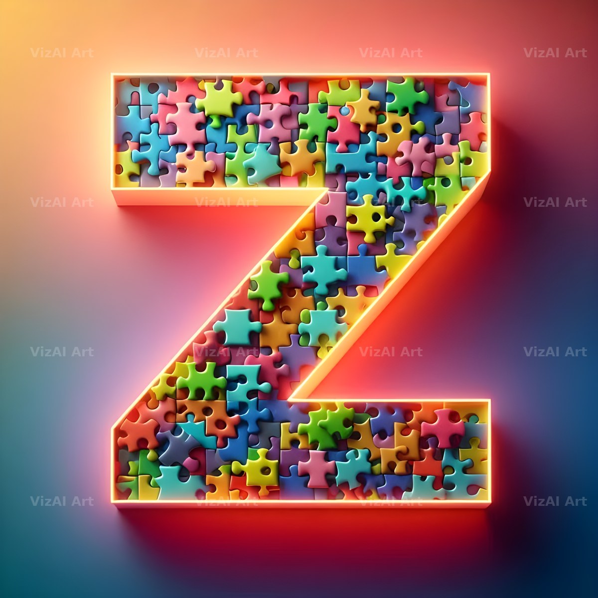 Jigsaw Puzzle Piece alphabet letter Z