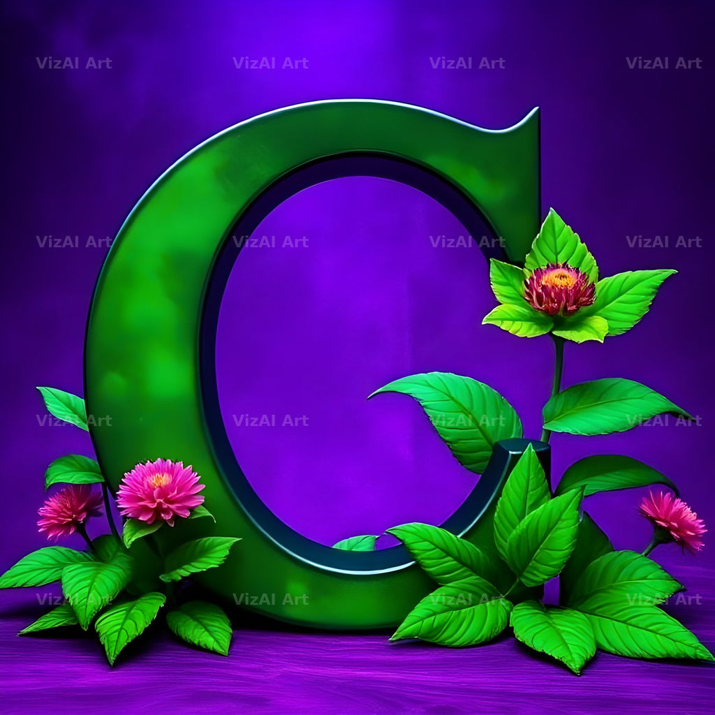 Jungle Flower Vine alphabet letter C