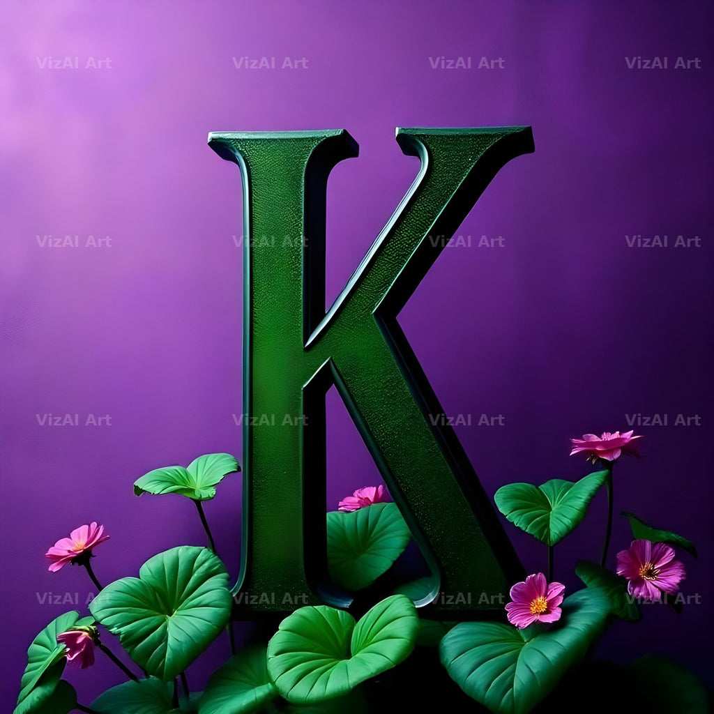 Jungle Flower Vine alphabet letter K