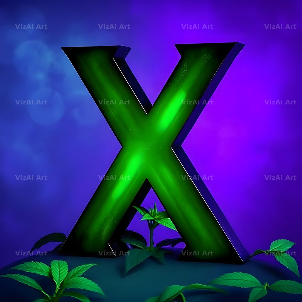 Jungle Flower Vine alphabet letter X