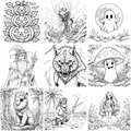 Halloween & Creatures Coloring Pages — preview grid