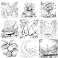 Nature, Flowers & Food Coloring Pages — preview grid