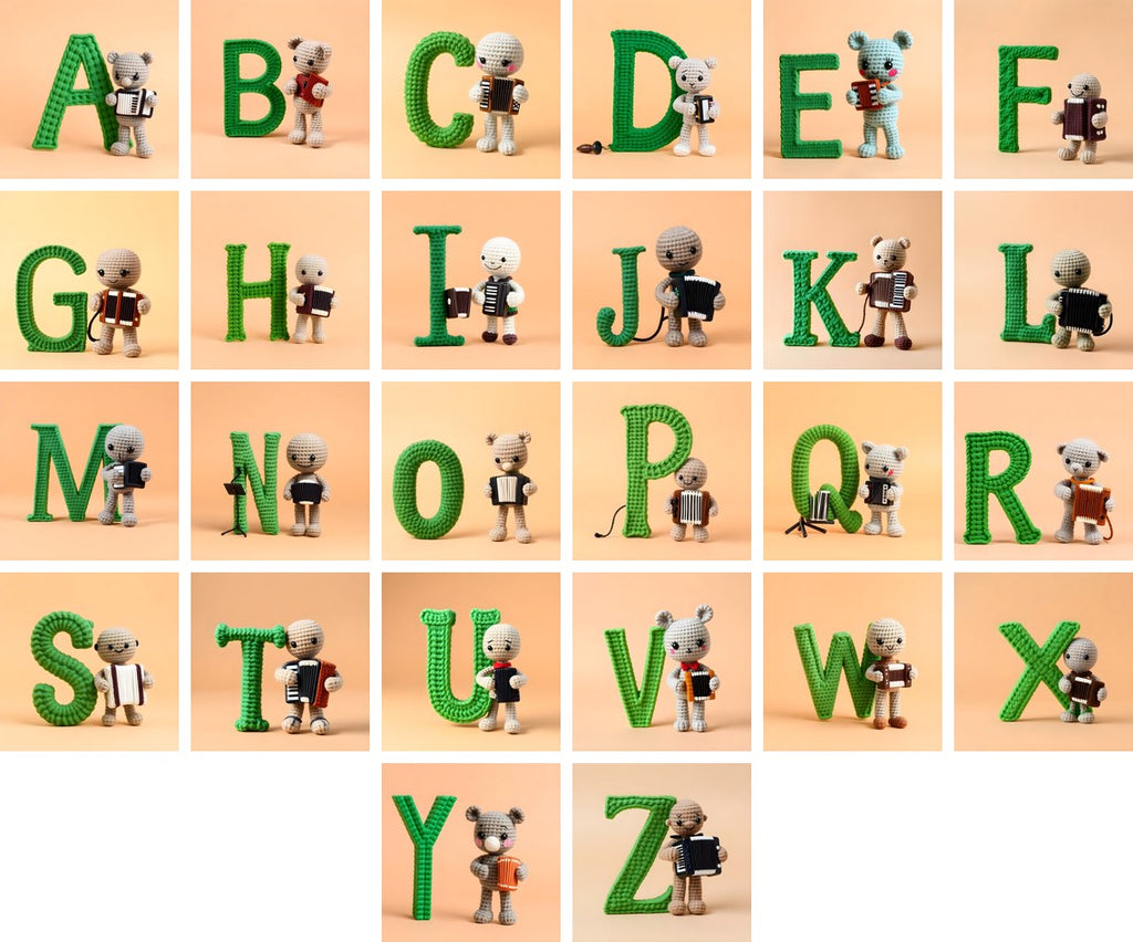 Knitted Wool Toy alphabet — all 26 letters