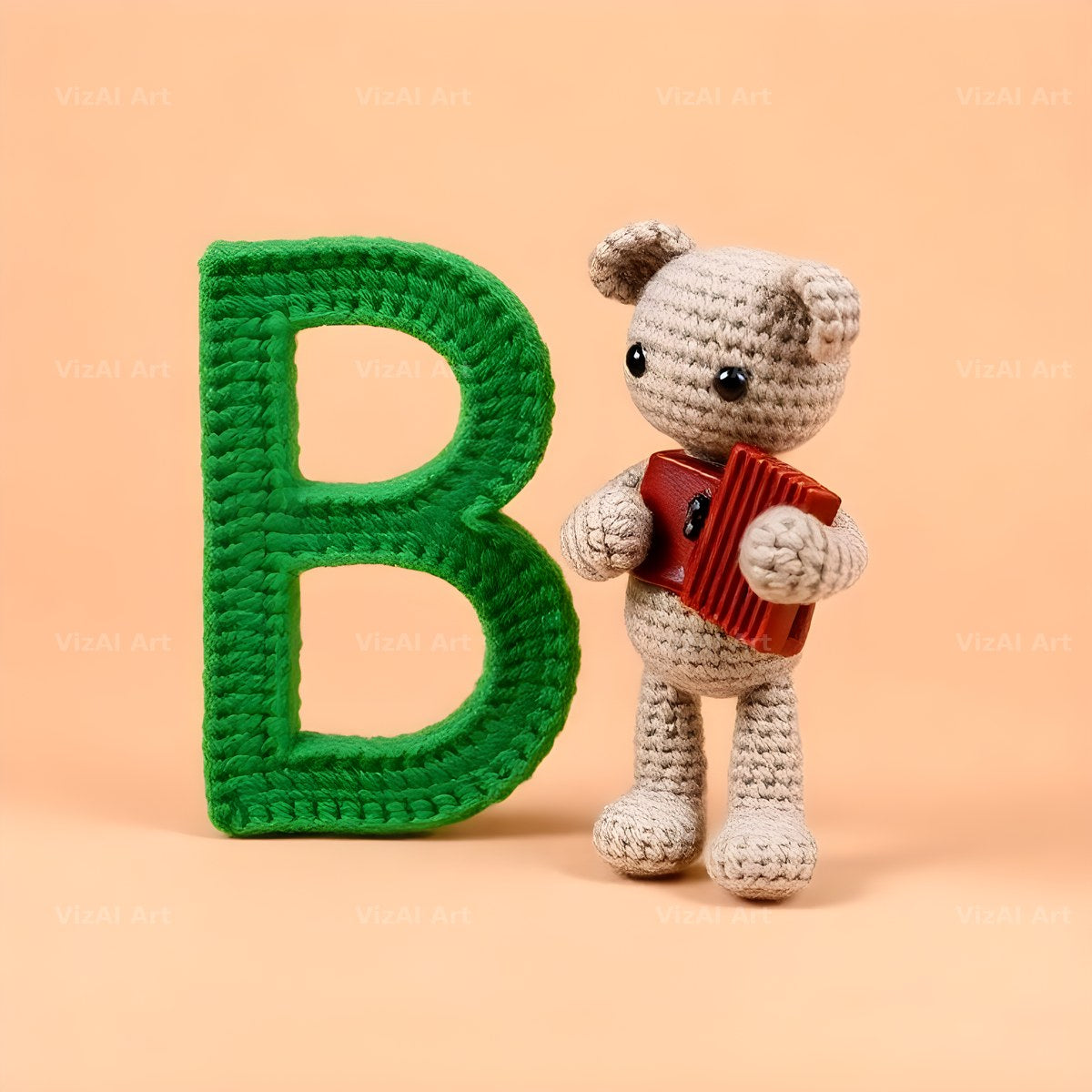 Knitted Wool Toy alphabet letter B