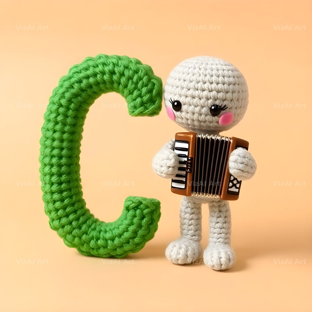 Knitted Wool Toy alphabet letter C