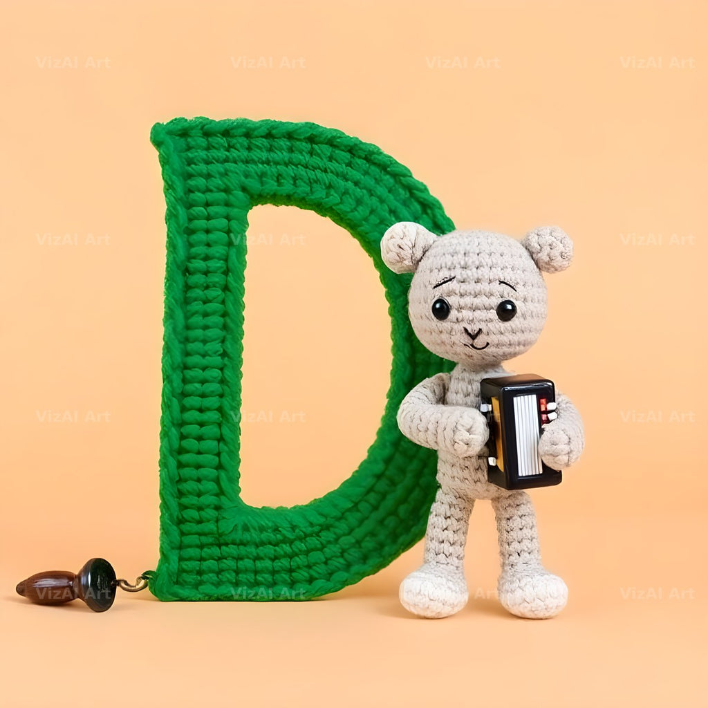 Knitted Wool Toy alphabet letter D
