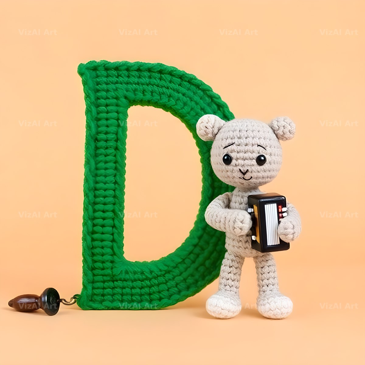 Knitted Wool Toy alphabet letter D