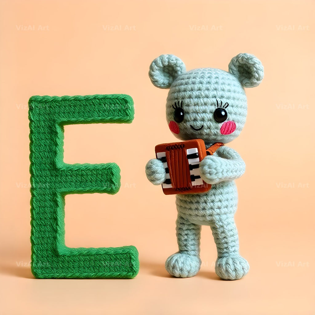 Knitted Wool Toy alphabet letter E