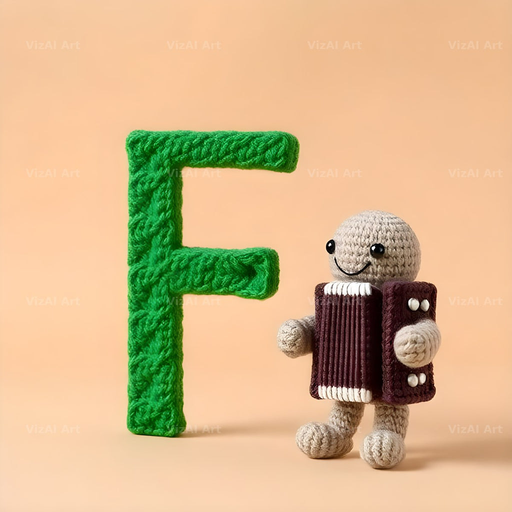 Knitted Wool Toy alphabet letter F
