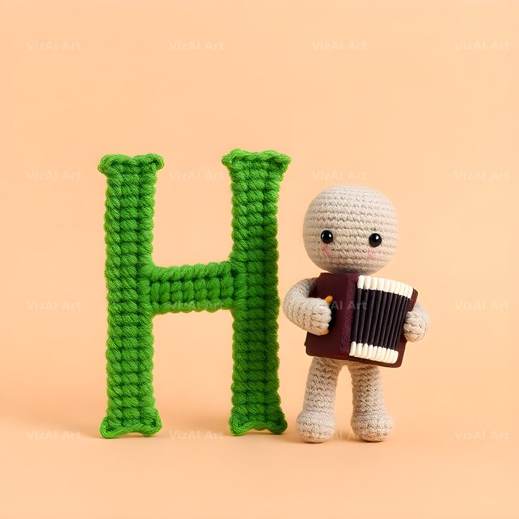 Knitted Wool Toy alphabet letter H