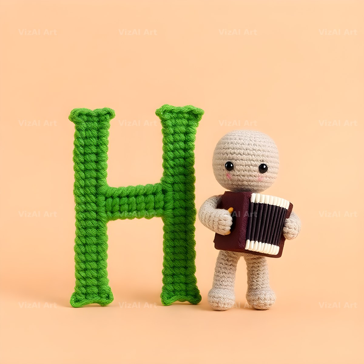 Knitted Wool Toy alphabet letter H