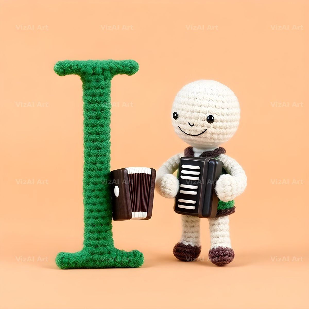 Knitted Wool Toy alphabet letter I