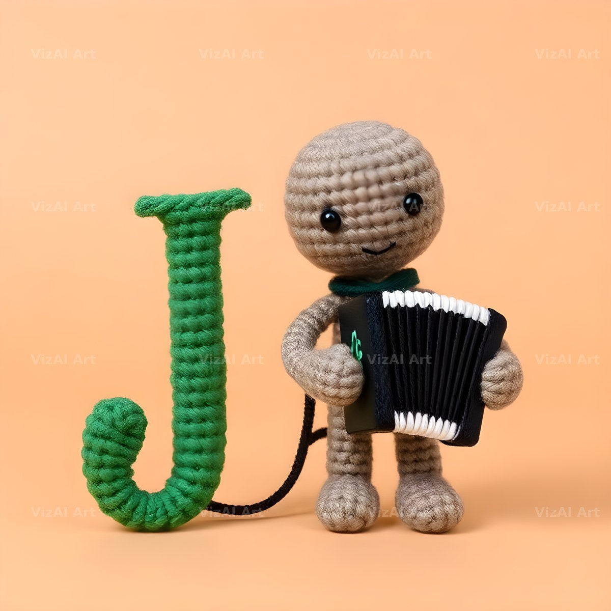 Knitted Wool Toy alphabet letter J