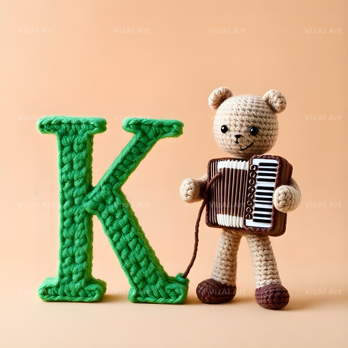 Knitted Wool Toy alphabet letter K