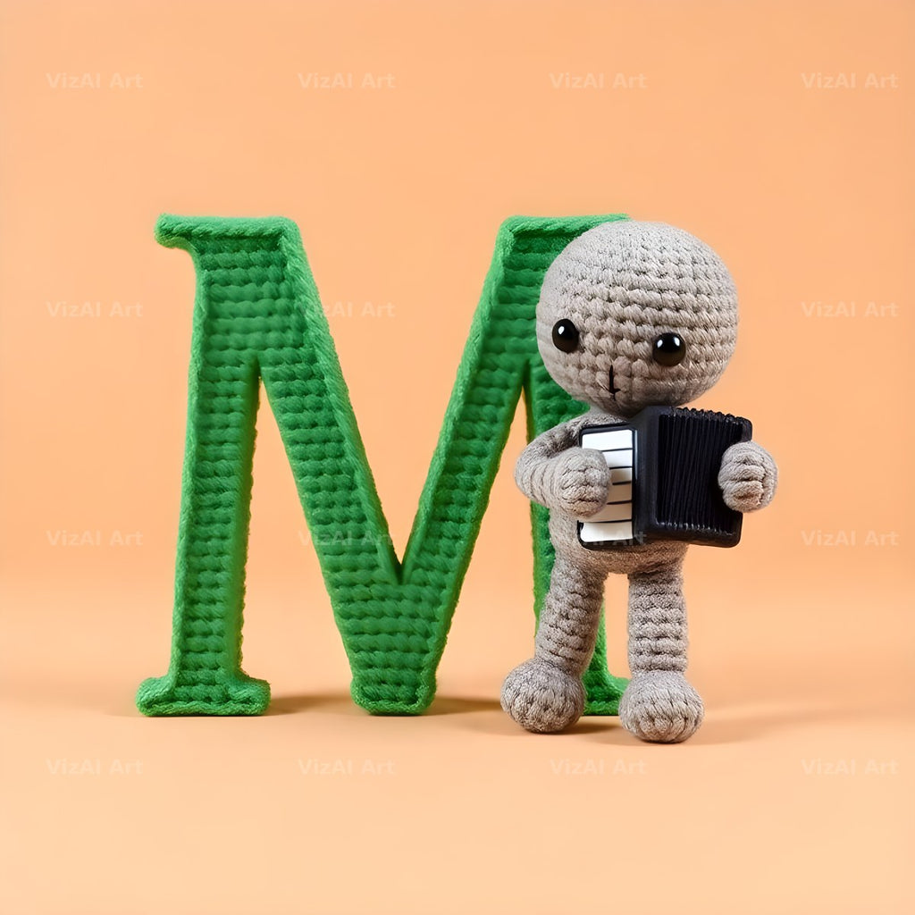 Knitted Wool Toy alphabet letter M