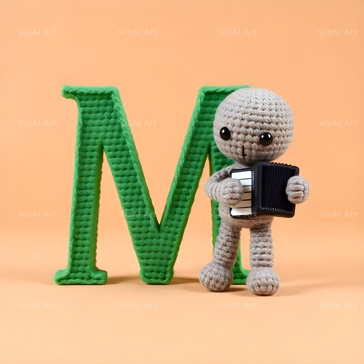 Knitted Wool Toy alphabet letter M
