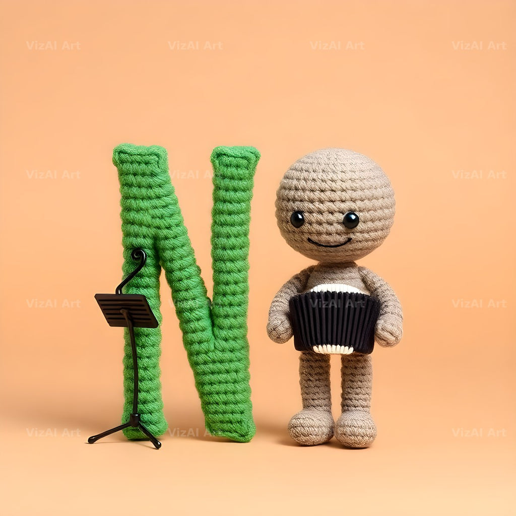 Knitted Wool Toy alphabet letter N