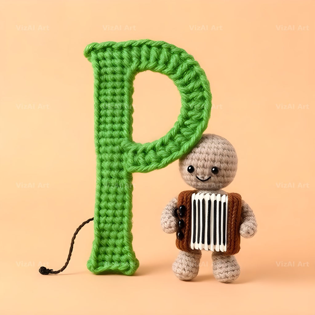 Knitted Wool Toy alphabet letter P