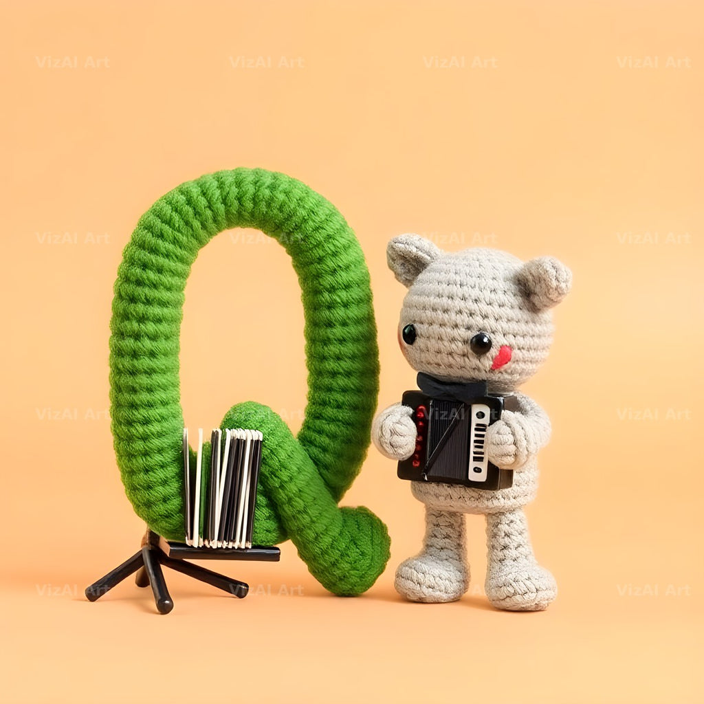 Knitted Wool Toy alphabet letter Q
