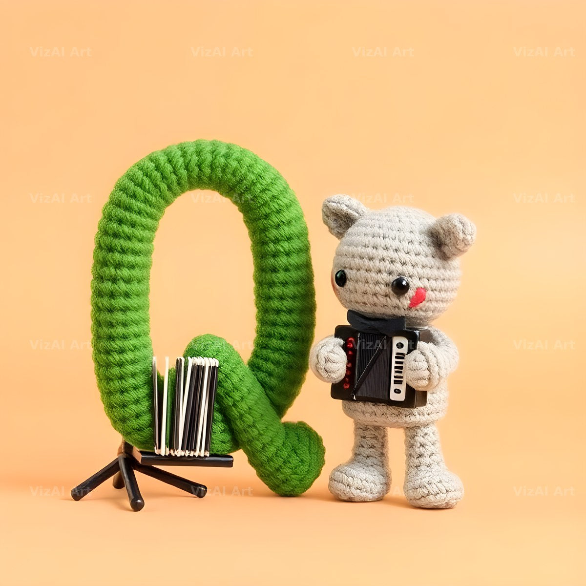 Knitted Wool Toy alphabet letter Q