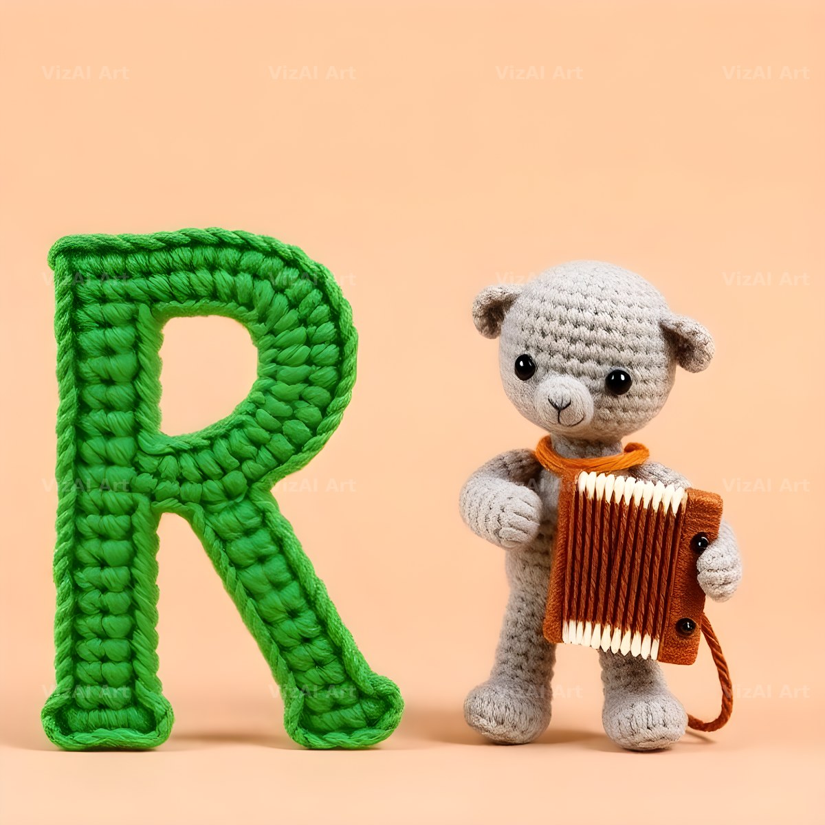 Knitted Wool Toy alphabet letter R