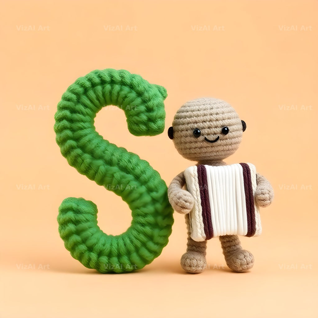 Knitted Wool Toy alphabet letter S
