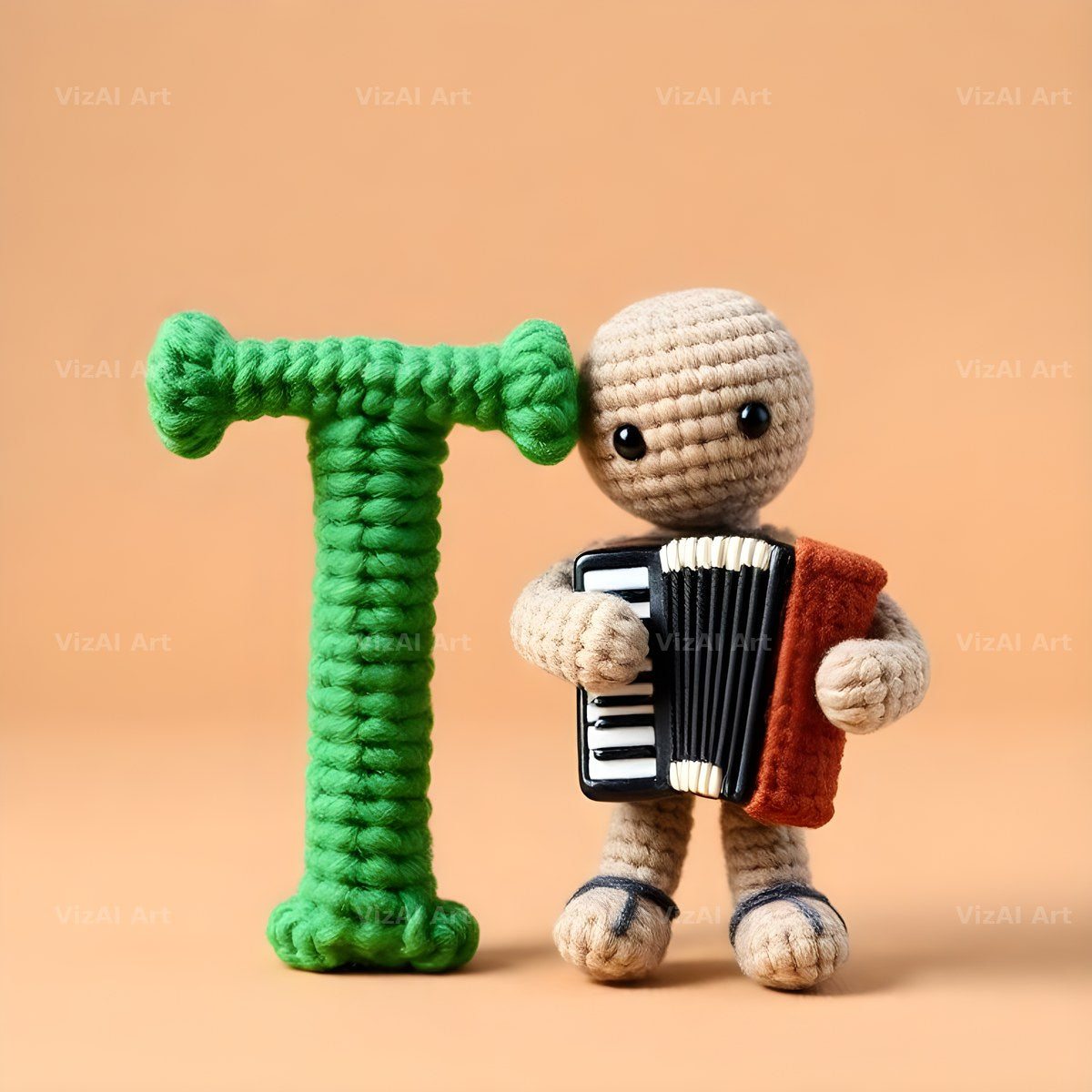 Knitted Wool Toy alphabet letter T