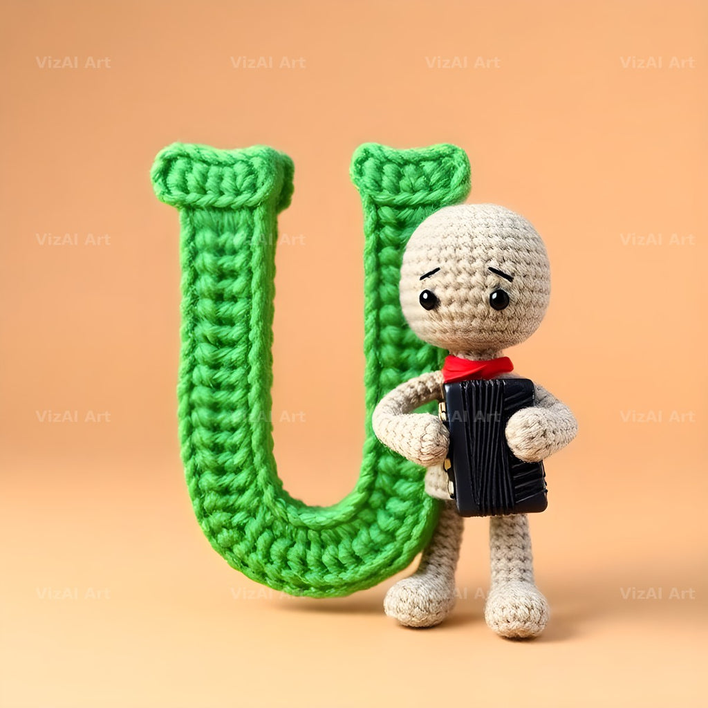 Knitted Wool Toy alphabet letter U