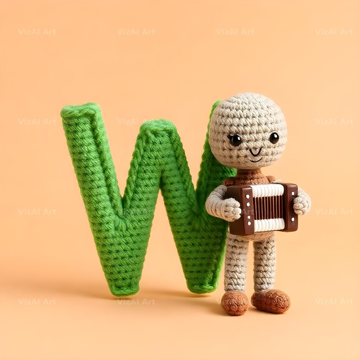 Knitted Wool Toy alphabet letter W
