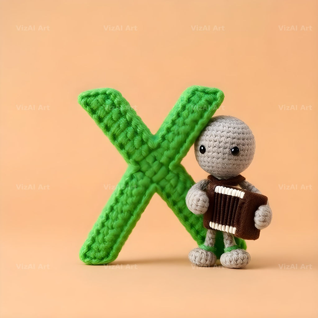 Knitted Wool Toy alphabet letter X