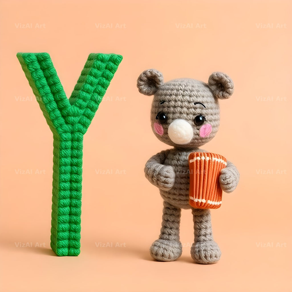Knitted Wool Toy alphabet letter Y