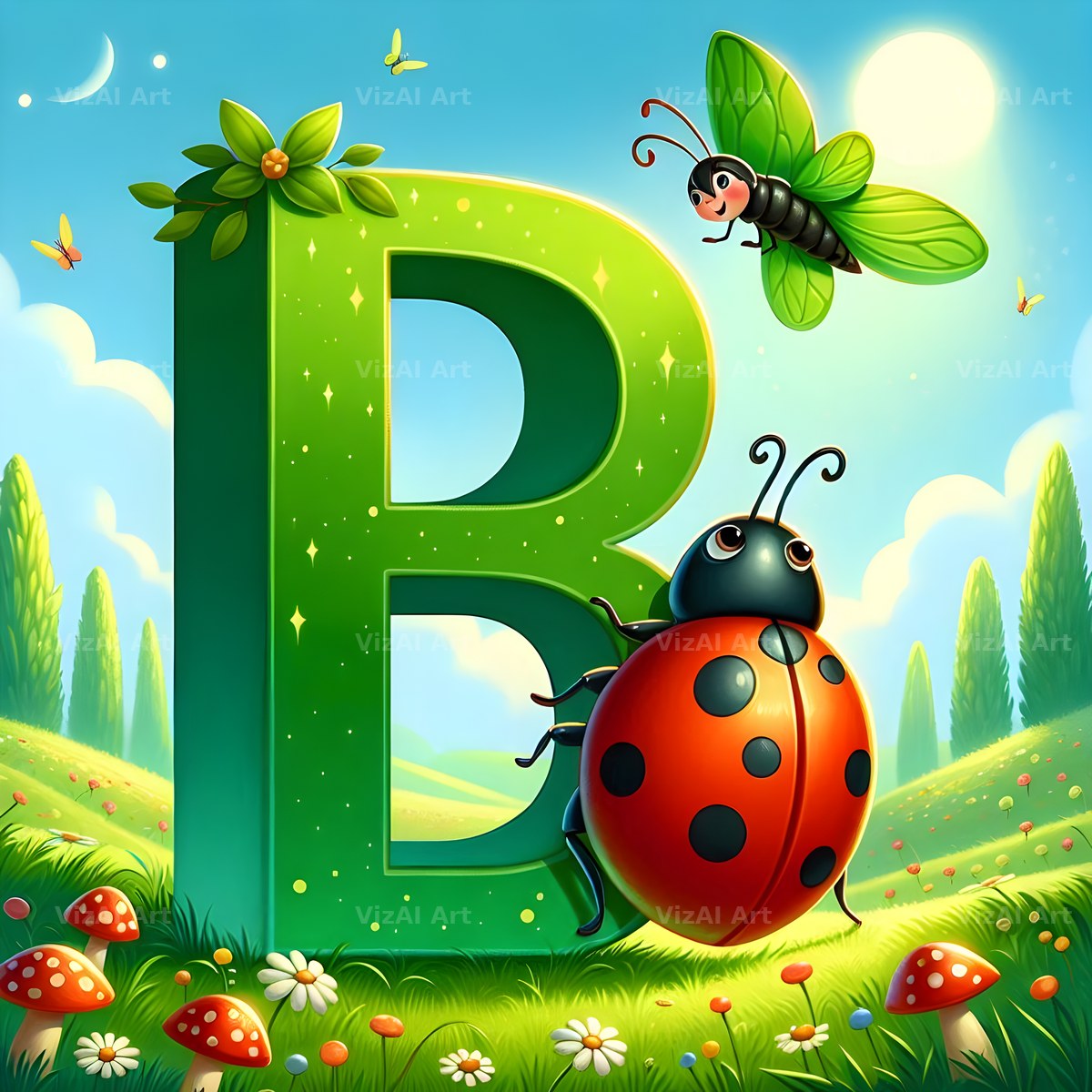 Ladybird Meadow Day alphabet letter B