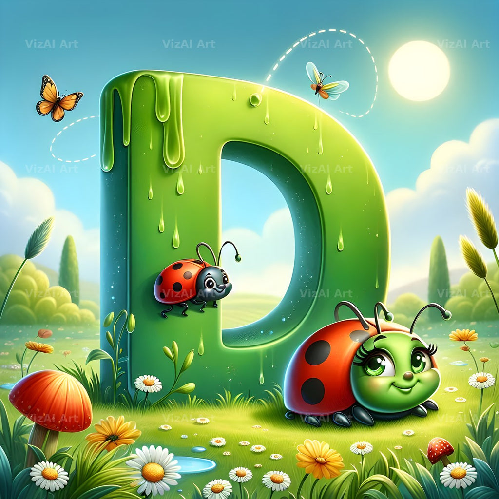 Ladybird Meadow Day alphabet letter D