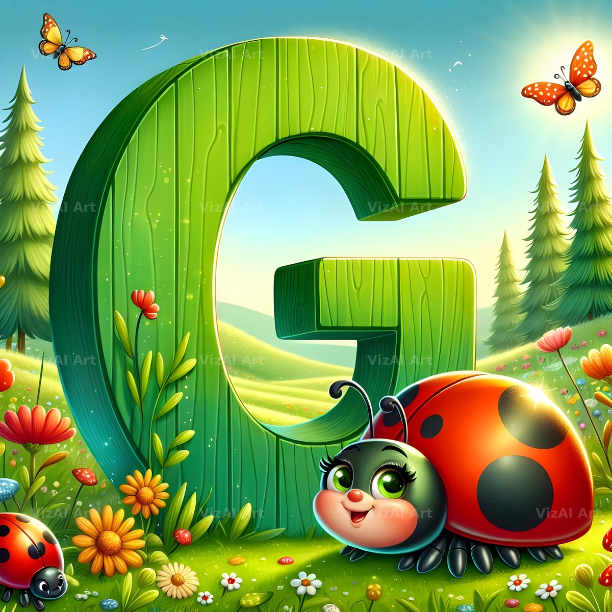 Ladybird Meadow Day alphabet letter G