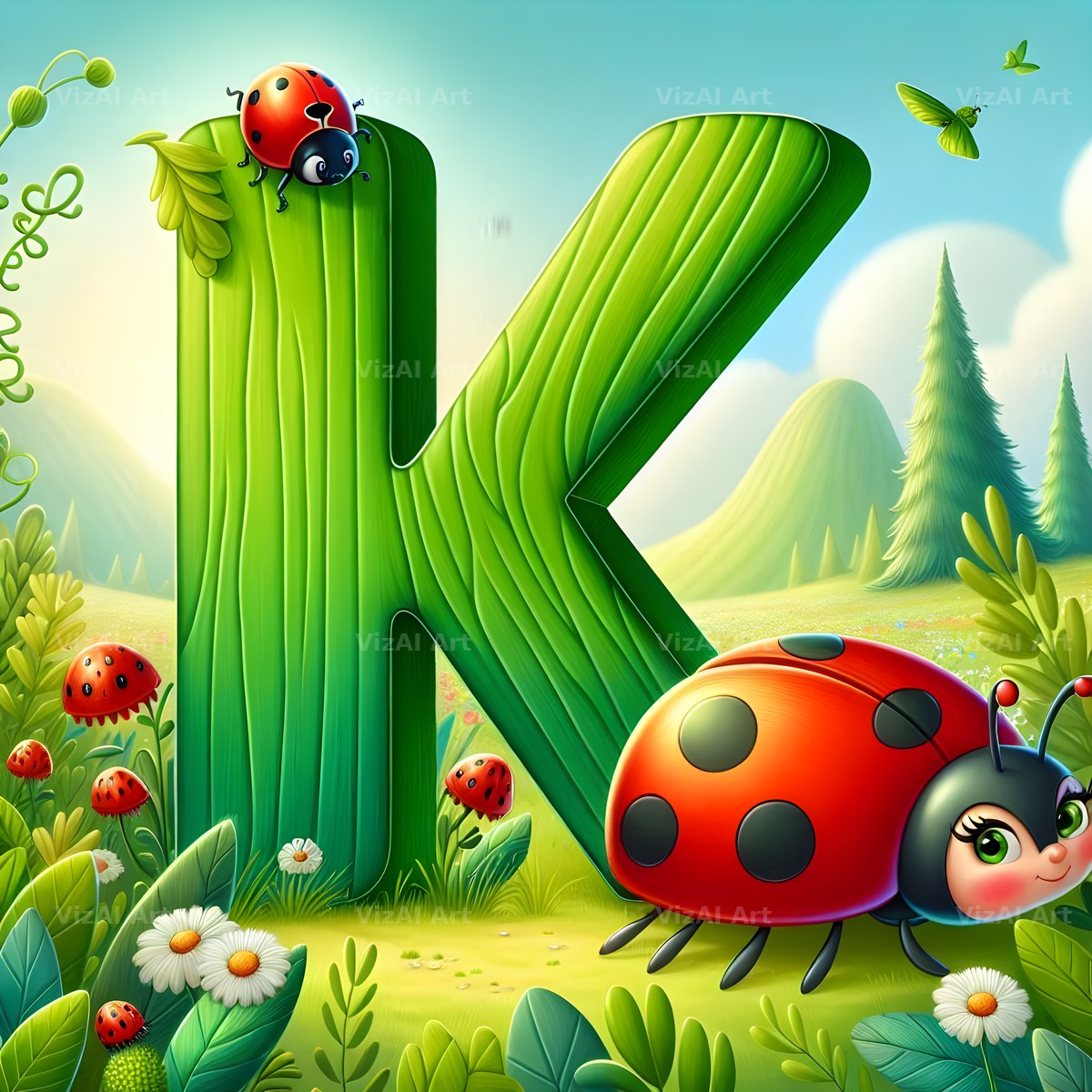 Ladybird Meadow Day alphabet letter K