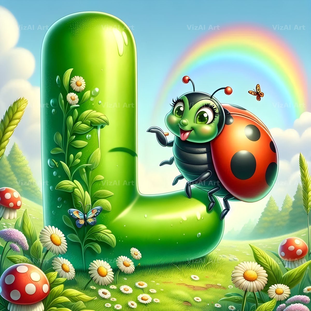 Ladybird Meadow Day alphabet letter L
